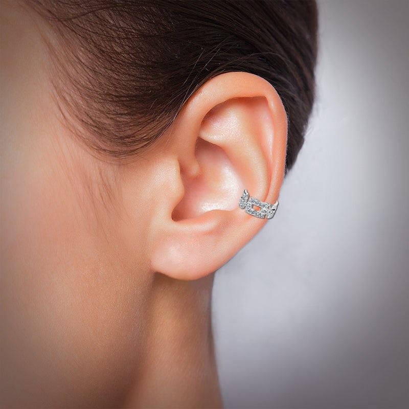 Bague d'oreille en acier chirurgical avec strass - vue 2