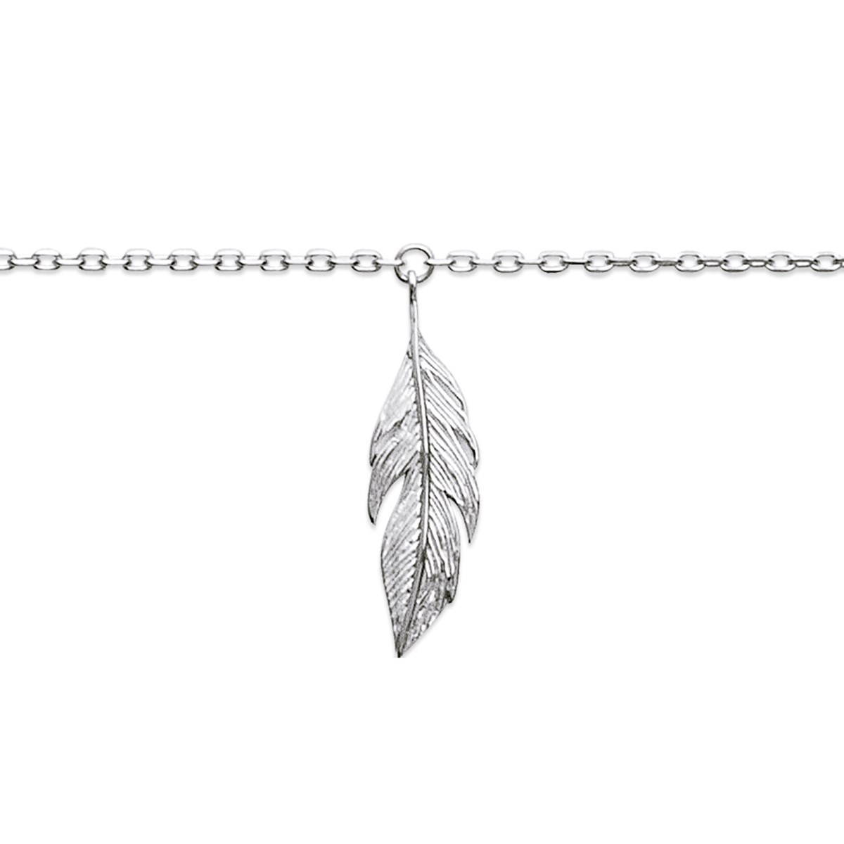 Chaîne de cheville Brillaxis plume argent rhodié - vue 2