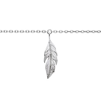 Chaîne de cheville Brillaxis plume argent rhodié