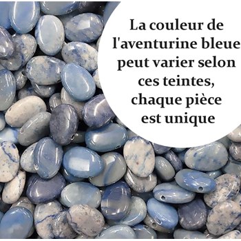 Collier pierre naturelle aventurine couleur bleue et blanche Argent 925 Rhodié