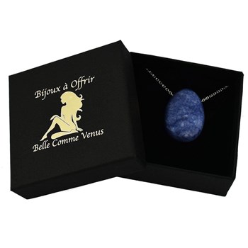Collier pierre naturelle aventurine couleur bleue et blanche Argent 925 Rhodié