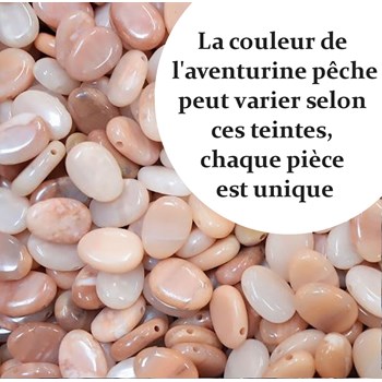 Collier pierre naturelle aventurine couleur pêche Argent 925 Rhodié