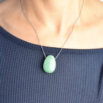 Collier pierre naturelle aventurine verte Argent 925 Rhodié
