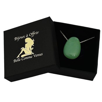 Collier pierre naturelle aventurine verte Argent 925 Rhodié