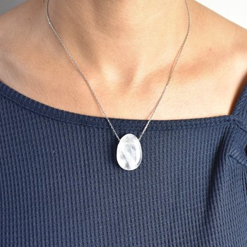 Necklace natural stone rock crystal Silver 925 Rhodium