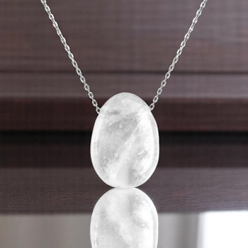 Necklace natural stone rock crystal Silver 925 Rhodium