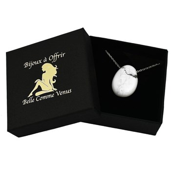 Natural stone necklace Howlite marble effect Silver 925 Rhodium plated