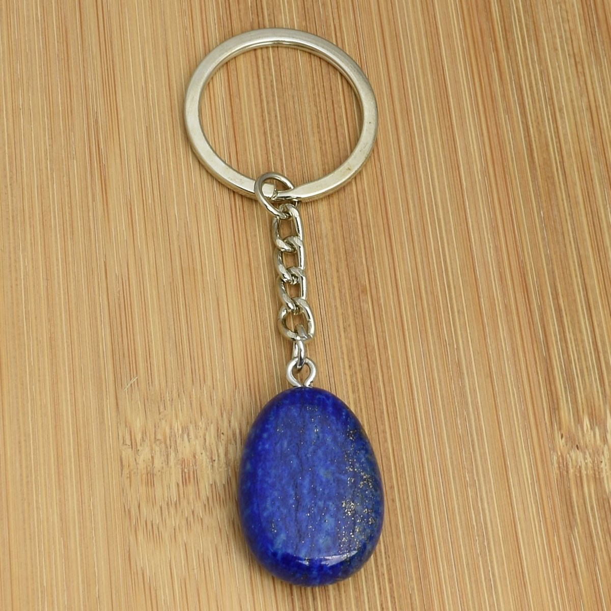 Porte-clés pierre naturelle Lapis Lazuli argenté - vue 2