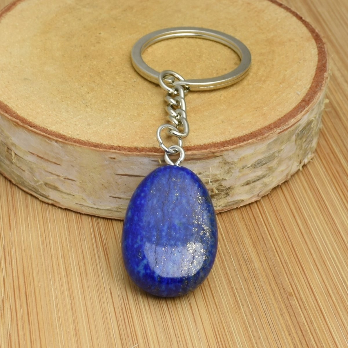 Porte-clés pierre naturelle Lapis Lazuli argenté - vue 3