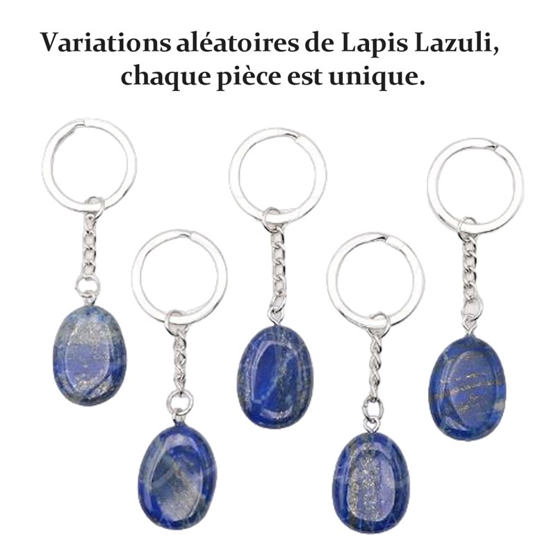 Porte-clés pierre naturelle Lapis Lazuli argenté - vue 4