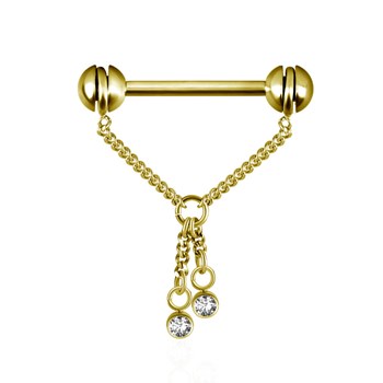 Tepelpiercing juweel hanger met Swarovski briljanten