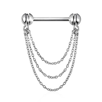 Nipple piercing pendant with three chains