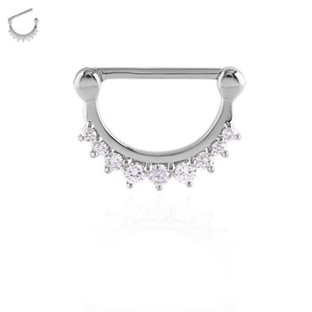 Surgical steel nipple piercing with zircons