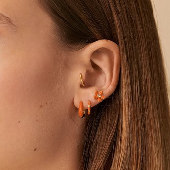 Boucle d'oreille Agatha Suzon dorée émail orange