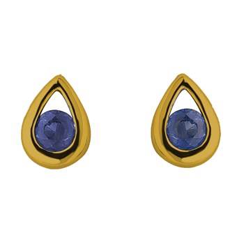 Boucles d'oreilles Brillaxis saphir et gouttes
en or jaune 18 carats