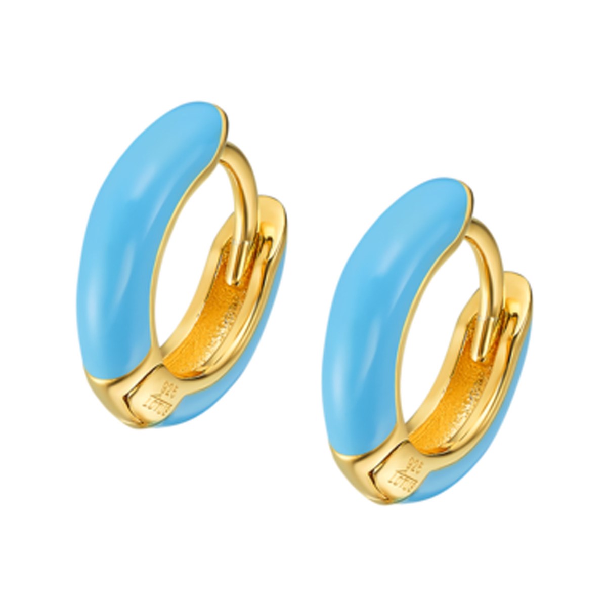 Boucles d'oreilles Créole Lotus Silver en Argent_x000D_
doré/turquoise