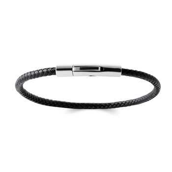 Bracelet Brillaxis cuir noir et acier