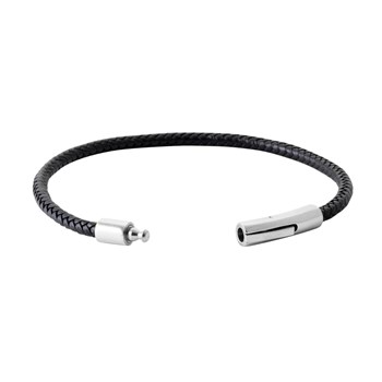 Bracelet Brillaxis cuir noir et acier
