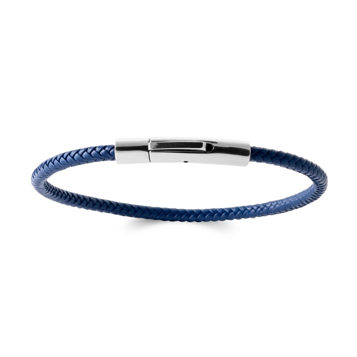 Bracelet Brillaxis cuir bleu et acier - vue 3