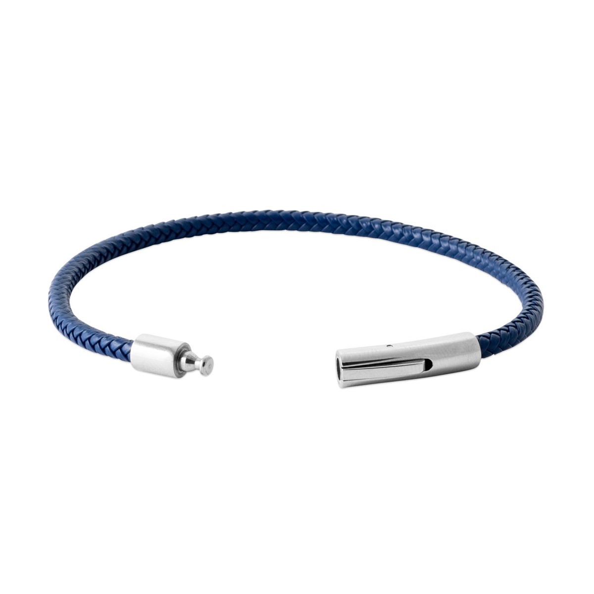 Bracelet Brillaxis cuir bleu et acier - vue 4