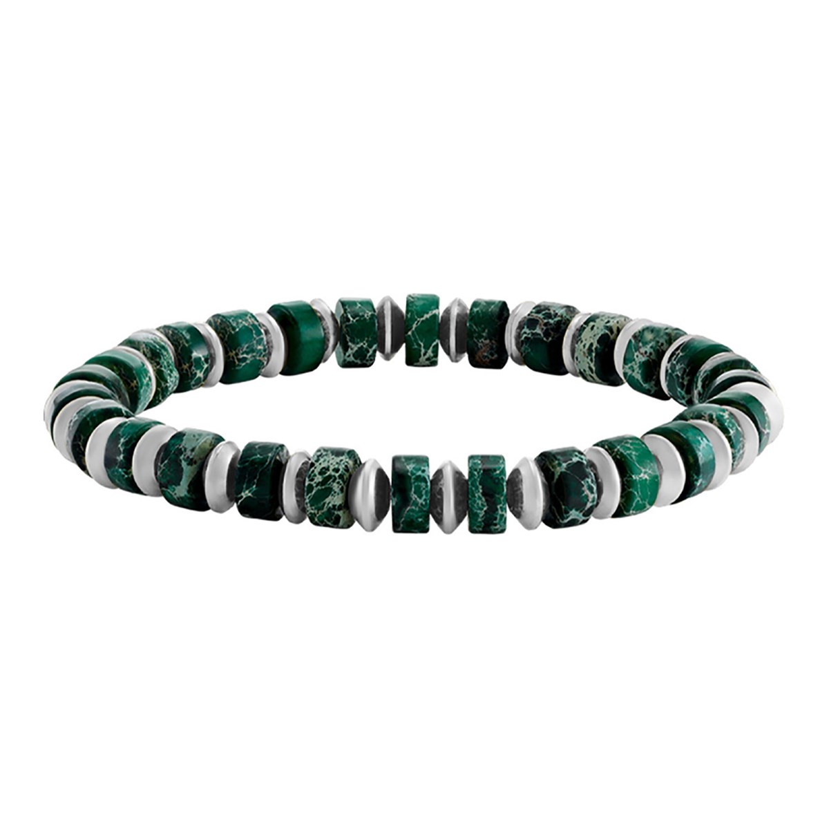 Bracelet Jourdan élastique jaspe impériale acier_x000D_
collection Brume