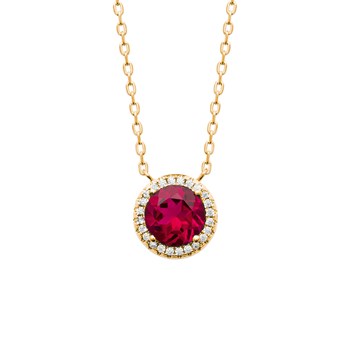 Collier Brillaxis plaqué or et pendentif rouge