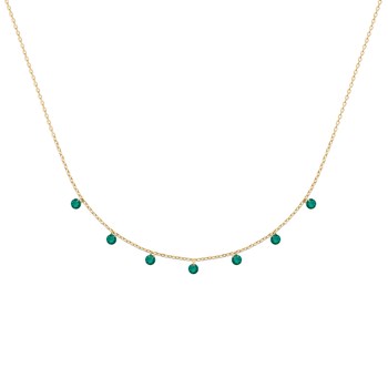 Collier Brillaxis plaqué or et pampilles vertes
45 cm