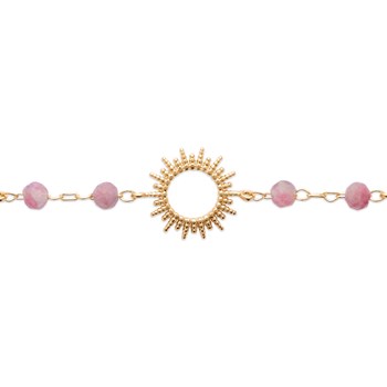 Bracelet Brillaxis Soleil et tourmaline rose 18cm