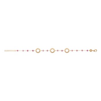 Bracelet Brillaxis Soleil et tourmaline rose 18cm