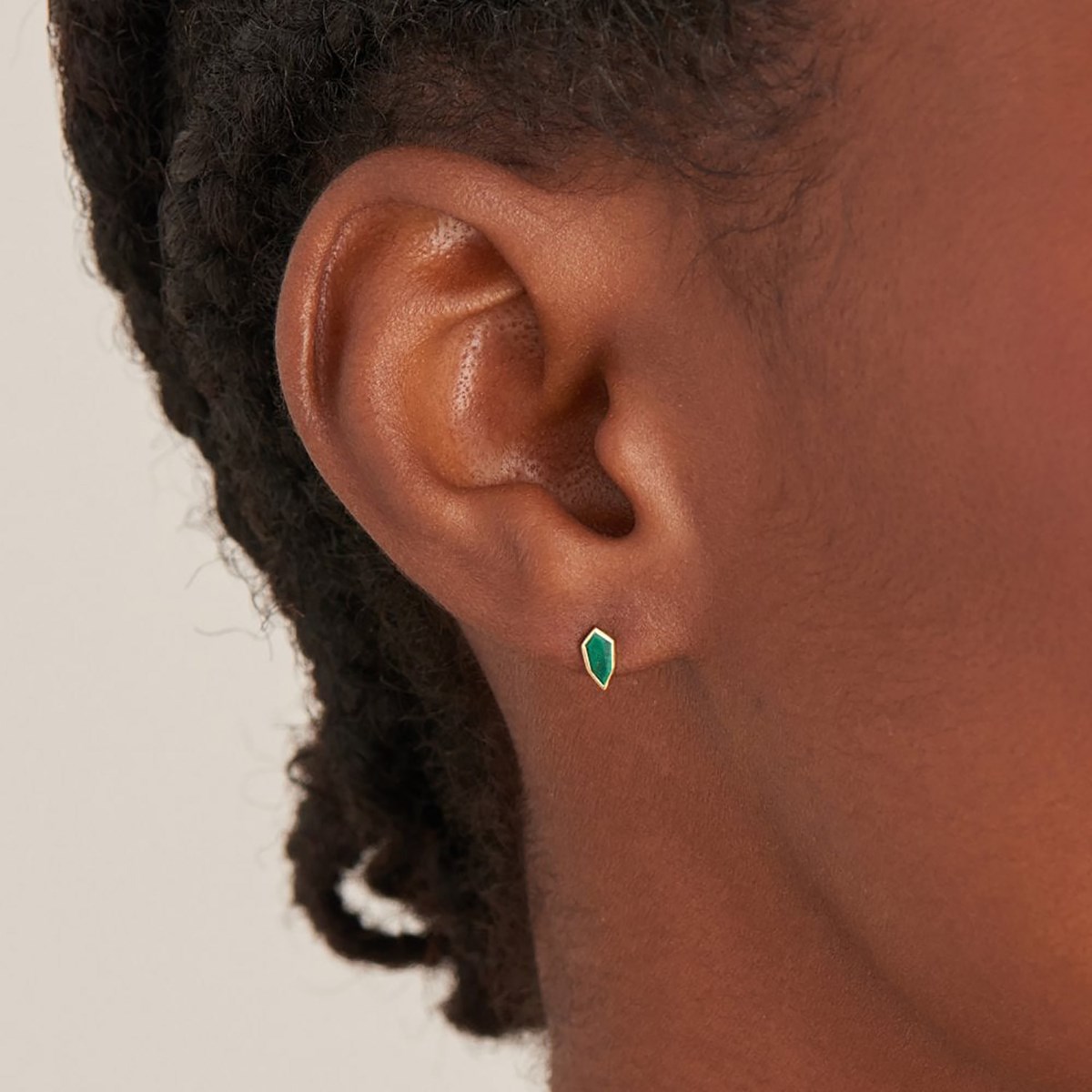 Boucles d'oreilles puces Ania Haie Second Nature dor_x000D_
ées Malachite - vue 2