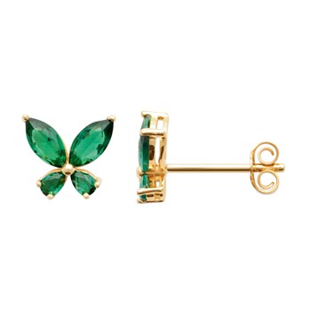Puces d'oreilles Brillaxis papillons oxydes verts