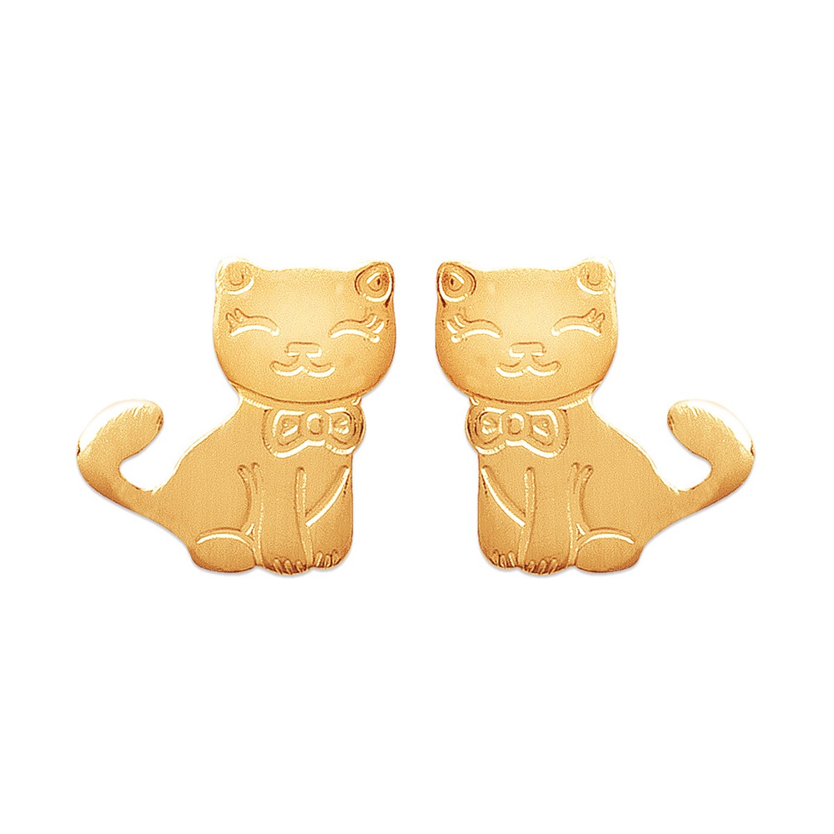 Boucle d'oreilles Brillaxis chat plaqué or