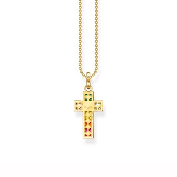 Collier Thomas Sabo argent doré croix oxydes
arc-en-ciel