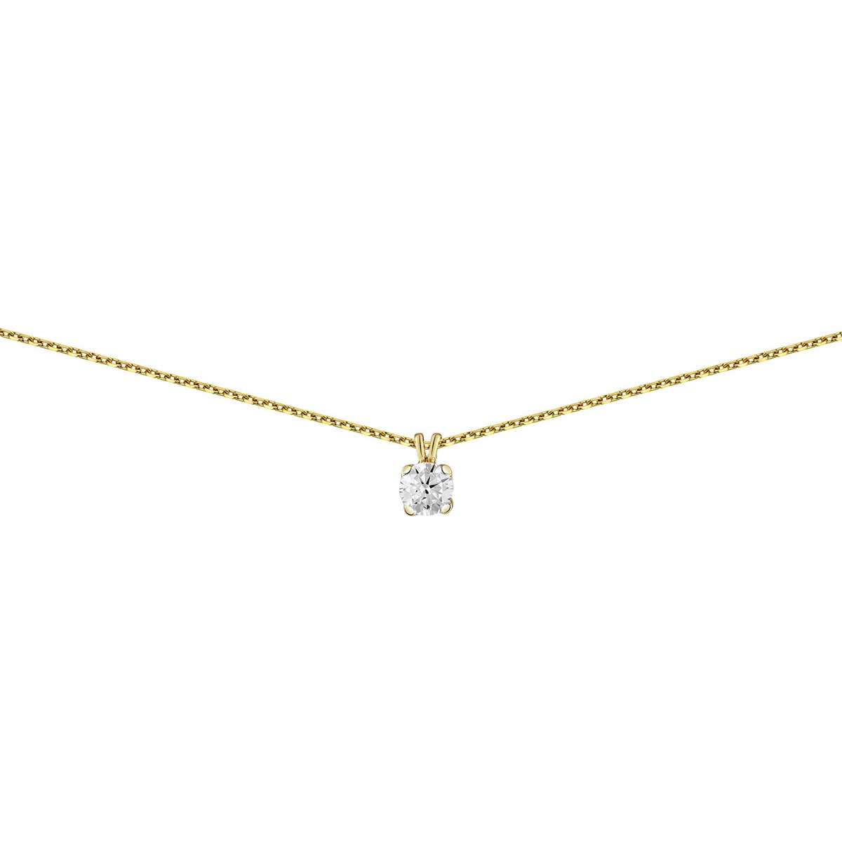 Collier Brillaxis pendentif diamant serti 4 griffes_x000D_
en or jaune 750