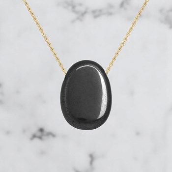 Necklace natural stone Hematite Gold plated 750 3 microns