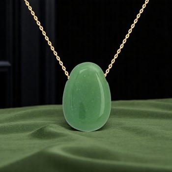 Collier pierre naturelle aventurine verte Plaqué OR 750 3 microns