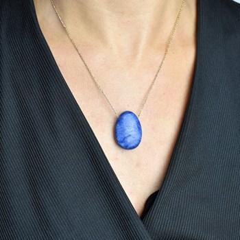 Collier pierre naturelle aventurine couleur bleue et blanche Plaqué OR 750 3 microns