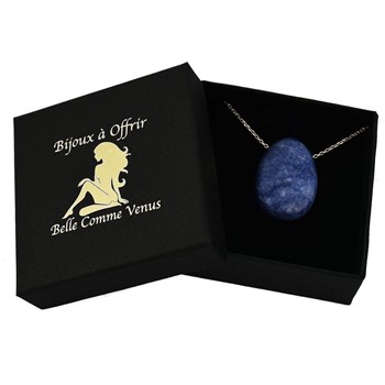 Collier pierre naturelle aventurine couleur bleue et blanche Plaqué OR 750 3 microns