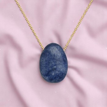 Collier pierre naturelle aventurine couleur bleue et blanche Plaqué OR 750 3 microns