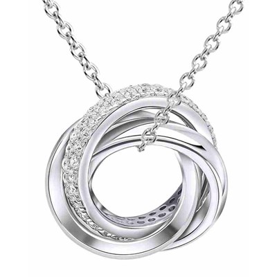 Collier Zirconium Trois Anneaux En Anneaux En Argent 925 MON BIJOU MATY