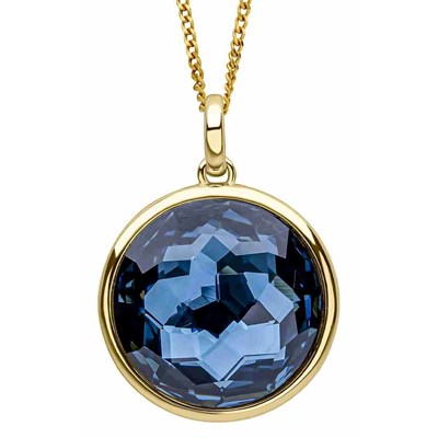 Collier cristal bleu montana plaqué or en argent 925 MON BIJOU MATY