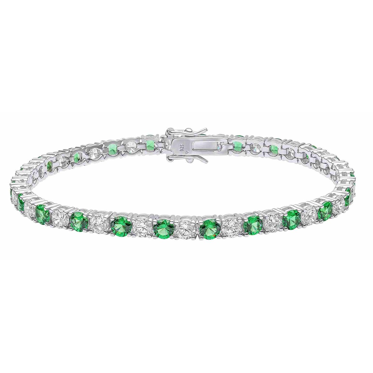 Bracelet zirconium vert et blanc en argent 925