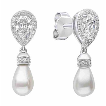 925 silver pearl and white zirconium earring