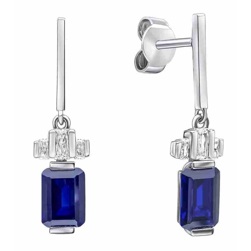 Boucle d'oreille zirconium bleu et blanc en argent 925