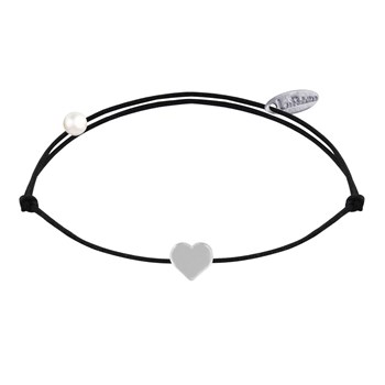 Bracelet Lien Argent 925 Mini Coeur - Noir