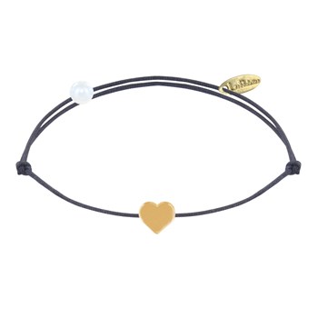Bracelet Lien Plaqué Or Mini Coeur - Gris