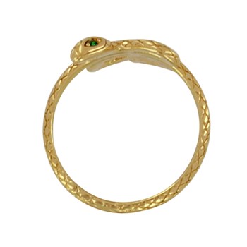 Bague Plaqué Or Serpent aux Yeux Verts