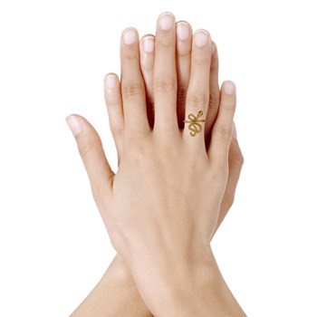 Bague Plaqué Or Serpent aux Yeux Verts