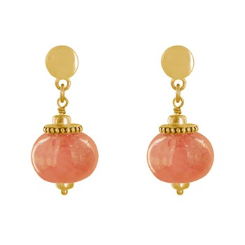 Vergulde metalen oorbellen met grote keramische parels