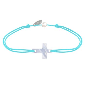 Bracelet Lien Petite Croix en Nacre - Turquoise